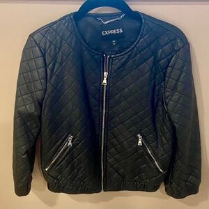 Express Faux Leather Waffle Cropped Jacket